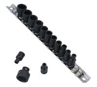 1/4" Drive Metric Shallow Impact Sockets 6 Sided 14pc 4mm - 15mm