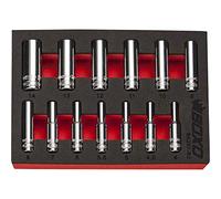 1/4" Drive Socket Set 6 Point Deep 4-14mm 13 Pcs in Foam Tray BOXO BX257-R2