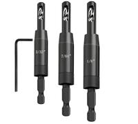 1/4" Hex Shank Self Centering Hinge Drill Bit Set 3/32",7/64",1/8" Clic-Change VIX Bit for Screw Size#6#8#10