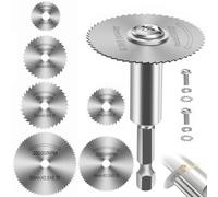 1/4" Hex Shank Shank Rotary Drill Saw Blade 7 Pcs, 6 Pcs HSS Circular Saw Blades Cutting Discs and 6cm Rotary Drill Saw Blade for Drill Rotary Tools Wood PVC Pipe Plastic Soft Metal