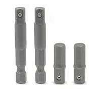 1/4 hex to 1/4 socket adapter,Hex to Square 1/4" Socket Bit Adapter,Power Tool Replacement Part Adapter Suitable for Drill Driver Socket Driver Electric and Pneumatic Drill (4 Pieces)