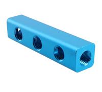 1/4 Inch 3 Way 6 Port Aluminium Pneumatic Air Manifold Splitter | Splits a single pneumatic supply into six separate 1/4 inch threaded outlets industrial automation equipment.