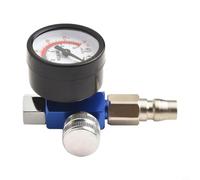1/4 Inch Air Regulator Gauge with in-line Oil Water Trap Filter, Pneumatic Tools for Airbrush, Moisture Separator for Spray Painting(E)