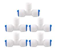 1/4 Inch BSP Male to 1/4 Inch OD Tee-Type Quick Connect Water Purifiers Fitting Tube Push In to Connectors Water Hose Seal for RO Reverse Osmosis System 5 Pieces