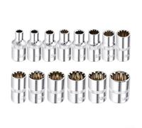 1/4 Inch Drive 12 Point Socket Bit Adapter for Torx Bit Ratchet Wrenches Heat Treated Chrome Vanadium Steel with Resistant Chrome Plating (13mm)