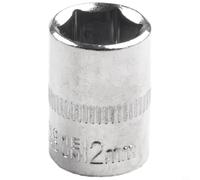 1/4 Inch Drive Hex Socket Wrench Head, Chrome Vanadium Steel Metric 4-14mm Sleeve for Ratchet, High Torque Hand Tool, Silver, 25mm Length(12mm)