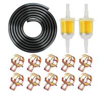 1/4" Inch ID Fuel Line Set - 2 Meter / 6-Foot ¼ Inch Fuel Line + 2 Pcs 1/4 Inch & 5/16 Inch Fuel Filters + 10 Pcs 2/5" ID Hose Clamps for Kawasaki Kohler Briggs & Stratton Small Engine