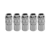 1/4 Inch NPT Female Thread Quick Coupler, Air Tool Coupler Set of 5, High Flow Rate Anti Leakage Design for Car Inflator and Pneumatic Tools, Durable Steel Construction with Univer