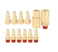 1/4 Inch NPT Hose Coupler 12pcs | Brass Quick Release Fittings for Compressor Tools/Pneumatic Systems | Male & Female Connectors Kit with Sealing Coating