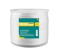 1/4 Inch Nylon Rope 500 Ft Solid Braid High UV and Abrasion Resistance, Multipurpose Tightly Braided Rope, Clothes Line, Flag Line, Marine and Outdoor Rope, Ideal for Indoor and Outdoor Applications