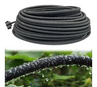 1/4 Inch Soaker Hose Irrigation Drip Hose for Garden Bed 100ft Garden Heavy Duty Drip Irrigation Tubing with Hose Connector Accessories for Watering Garden Beds Flower Vegetable Lawn and Yard (100ft)