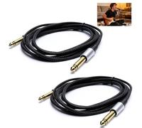 1/4 Inch TRS Guitar Cable Instrument Lead with 6.35mm Straight TS Jack Nylon Braided Stereo Audio Cord for Bass, Electric Guitar Mandolin Keyboard Mixer Amplifier Amp Speaker Pro Audio 2 PCS 1.8M