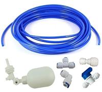 1/4 inch Tube Float Valve Kit for RO Water Reverse Osmosis System Water Filter Push in to Connect Pipe Hose Tube Fittings CCK Tube（Ball Valve +L+15 feet Pipe） (Blue)