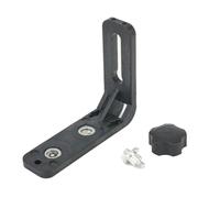 1/4'' L-Shaped Laser Level Bracket Holder with Strong Magnet Adsorption for Metal Surfaces, 360° Rotating Knob, Hanging Hole Design, Black + Silver