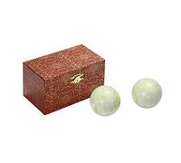 1.4'' Light Green Marble Baoding Health Chinese Stress Exercise Balls Craft Collection-1.4'' Bag
