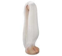 1/4 Long Straight Cuttable Doll Wig with Simulated Scalp and Soft Silk Material, Suitable for Head Circumference 18.5-21cm, Elegant and Fashionable Appearance. (White)