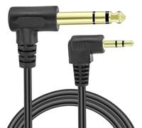 1/4" Male to 1/8" Male TRS Stereo Audio Cable,BENACES Right Angled 3.5mm to 6.35mm Stereo Jack Plug Audio Cord,1/4 Inch to 1/8 Inch Audio Adapter for Guitars,Laptops,Speakers and Amplifiers (1.8M/6Ft)
