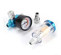 1/4 NPT Air Filter Regulator for combo Kit with Gauge - Moisture Trap Water Separator for Spray & Airbrush - Transparent Bowl Copper Fittings