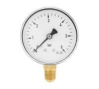 1/4" NPT Air Hydraulic Pressure Gauge, 0-6 Bar Side Mount Manometer, Metal Case Mini Pressure Measuring Tool with Clear Number Markings, for Industrial and Home Use