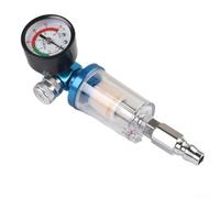1/4" NPT Air Regulator Gauge with in-line Oil Water Trap Filter, Pneumatic Moisture Separator for Airbrush, Spray and Compressor Tools(F)