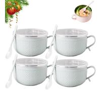 1/4 PCS 25-Oz Mug Meals with/Lid-Its, 2026 New Mug Meals with Lids, Ideal Christmas, Holiday Winter Mug Set, Large Soup Mugs with Plates for Coffee, Stews (Blue*4)