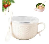 1/4 PCS 25-Oz Mug Meals with/Lid-Its, 2026 New Mug Meals with Lids, Ideal Christmas, Holiday Winter Mug Set, Large Soup Mugs with Plates for Coffee, Stews (Beige)