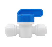 1/4" Push Fit Ball Valve, 1/4" Quick Connect Shut Off Valve for RO Water Filter Systems, Fridge Ice Maker, Air & Water Pipes (6.5mm OD, Plastic with Handle)