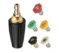 1/4" Quick Connect Brass Rotating Turbo Nozzle with 5 Tips 4000PSI | Pressure Washer Turbo Spray, 1/4" Quick Connect, Pressure Washer Cleaner Gun Nozzle Accessory
