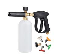 1/4" Quick Release Pressure Washer Snow Foam Cannon Lance Gun with 5Pcs Color Spray Nozzles High Pressure 1L Bottle Jet Cannon for Courtyard Cleaning