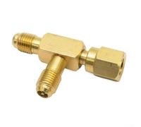 1/4 SAE Flare Tee Adapter for HVAC Tools, Brass T-Shape Connector with Female Thread for Vacuum Gauge, Micrometer, Manifold Set, Refrigeration Repair, Deep Vacuum Pump