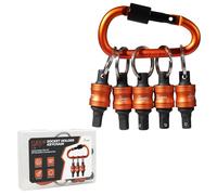 1/4" Socket Holder Keychain 5PCS Set,Heavy-Duty Toolbox,Drive Quick-Release Organizer with Locking Clip,Impact Wrench Accessories for Lineman,Electricians,Construction Crews & Industrial Pros