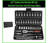 1/4" Socket Set Ratchet Bit Set Wrench Torx Hex Tool Kit Case 46Pcs