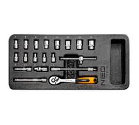 NEO TOOLS Socket Spanner 1/4 Set of 19