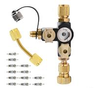 1/4" Valve Core Removal Tool Kit with Sight Glass, Brass HVAC Service Tool for Mini-Split & for general AC Systems, Comes with 12 Valve Cores and SAE Extension Connector