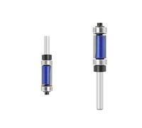 1/4 x 1/2 In Top Bottom Bearing Router Bit Flash Silver Blue | Top and bottom bearing design for template tracking; flash silver blue finish on 1/4 x 1/2 In straight cutter