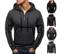 1/4 Zip Hoodies for Men UK Long Sleeve Jumper Drawstring Hoody Sweatshirt Casual Contrast Color Pullover Slim Fit Hoodie Lightweight Jumper with Pocket Workout Gym Sports Outdoor Sportwear M-XXL
