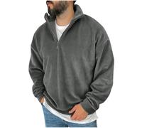 1/4 Zip Jumper Mens UK Deals Fleece Pullover Long Sleeve Sweatshirts Solid Color Sweaters V Neck Casual Jumpers Thermal Top Thick Warm Half Zip Sweatshirt Workwear Soft Touch Loungewear