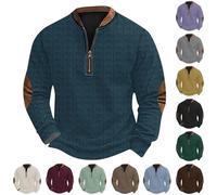 1/4 Zip Pullover for Men Sale Clearance Long Sleeve Sweatshirts Patchwork Jumper Vintage Soft Classic Sweater Autumn Winter Jumpers Casual Workwear Thick Warm Half Zip Lightweight Sweatshirt S-5XL