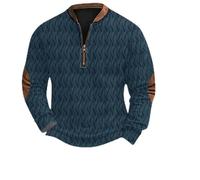 1/4 Zip Sweater Mens UK Clearance Long Sleeve Sweatshirts Patchwork Jumper Vintage Pullover Knitwear Soft Classic T-Shirt Casual Workwear Half Zip Jumpers Contrast Color Sweatshirt Activewear