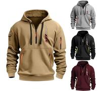 1/4 Zip Sweatshirt Men | Cargo Hoodies For Men Uk Long Sleeve Sweatshirt Casual Hooded Sweatshirts With Pocket Hoody Pullovers Loose Fit Tracksuit Fleece Jumper Multi Pockets Hoodie