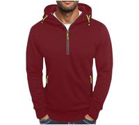1/4 Zip Sweatshirt Men Combat Hoodie For Men Uk Sweatshirt With Zip Pocket Cargo Fleece Sweatshirts Half Zip Hooded Hoodies Outdoor Workout Jumpers Long Sleeve Tactical Pullovers Drawstring Coat Red