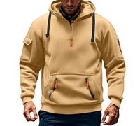 1/4 Zip Sweatshirt Men Tactical Hoodies For Men Quarter Zipper Hoody Pullover Casual Hooded Tracksuits Long Sleeve Pullover With Kangaroo Pocket Sweatshirts Fleece Drawstring Hoodie Military