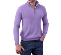 1/4 Zip Top Men Fitness, Sweaters for Men Uk, Slim Fit Mock Neck Long Sleeve Comfortable Sweatshirts Hiking Warm Soft Travel Solid Jumpers Knitted Winter Quarter Zip Classic Sweaters