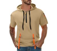 1/4 Zipper Hoodies for Men, Short Sleeve Mesh Drawstrings Hooded with Pockets, Lightly Breathable Sweatshirts Pullover, Casual Comfy Jogging Sweatshirts, Loose Plain Smart Hoodies Men
