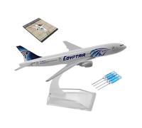 1:400 16cm B777 Egyptair Die-Cast Metal Model Airplane Aircraft Replica with Display Stand Plastic Parts 4pcs Aluminum Screwdrivers Key and Airport Mat Set Collectible Adult