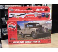 AIRFIX - Starter Set - A55012 Land Rover Series 1 Pick-Up Model Building Kit - Plastic Model Car Kits for Adults & Children 8+, Set Includes Decals, Humbrol Acrylic Paints, Brush & Poly Cement