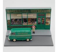 1:43 Alloy Scene Sandbox Car Model Kitfor Renault Estafette Van Deli Fresh Store Die-Cast Toy Car Simulation Vehicle Playset