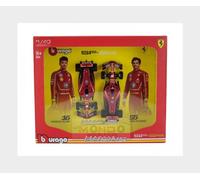 Bburago Ferrari SF-24 F1 Imola Livery 2024 Leclerc #16 and Sainz #55, Set of 2 Diecast Cars in 1:43 Scale, Display Box, Officially Licensed by Ferrari, Recommended Age 14+