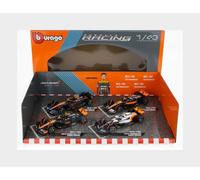 Bburago Formula 1 F1 McLaren 4-Piece Set - 1:43 Scale - Incredibly Detailed Die-Cast Replica Collectible Race Car, Orange