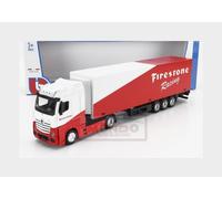 Bburago STREET FIRE HAULERS WITH TRAILER Die-Cast Truck - M-B ACTROS GIGASPACE FALKEN - 1:43 Scale - Collectible Toy, Assorted Designs and Colours